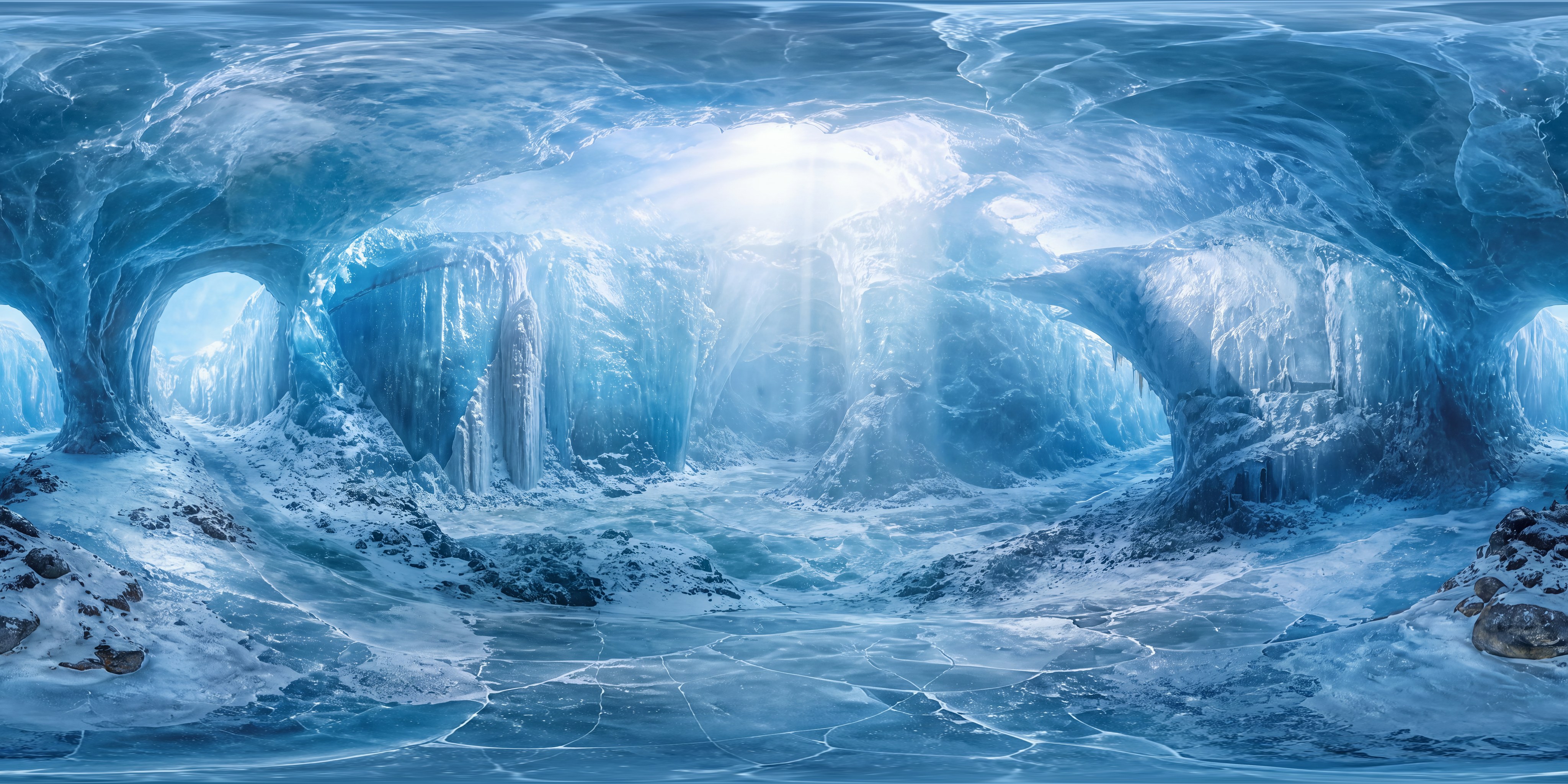 Blue Ice Canyon and Glacial Light Shaft (12K)
